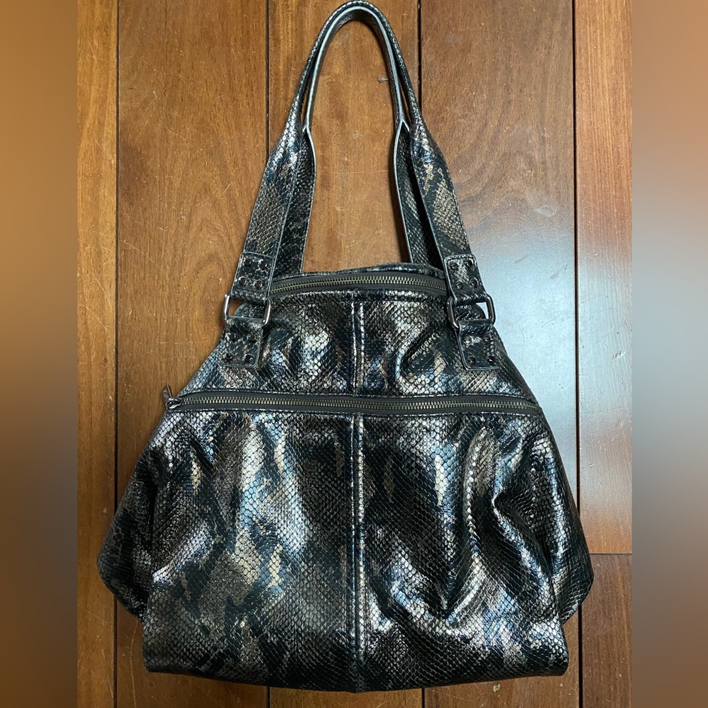 Botkier Metallic Python Embossed Calfskin Leather… - image 4
